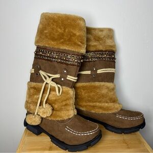 Amazon Boots 7 Faux Fur Winter Brown Perfect Condition Contemporary Bohemian